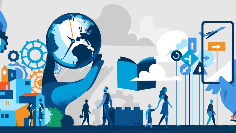 Bauwesen, Innovation und nachhaltige Zukunft - Vektorillustration